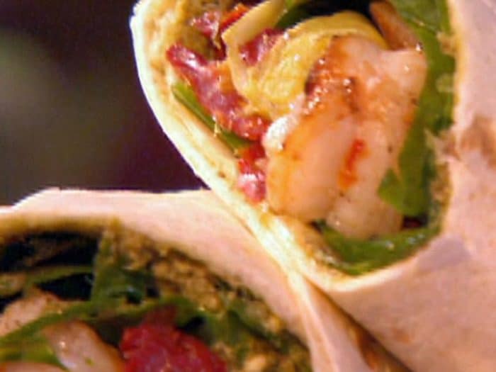 Wraps van spek en garnalen