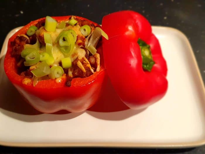 Gevulde paprika met gehakt en linzen