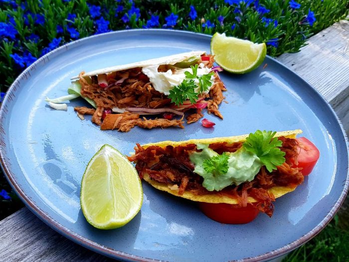 Taco’s met pulled pork van de barbecue