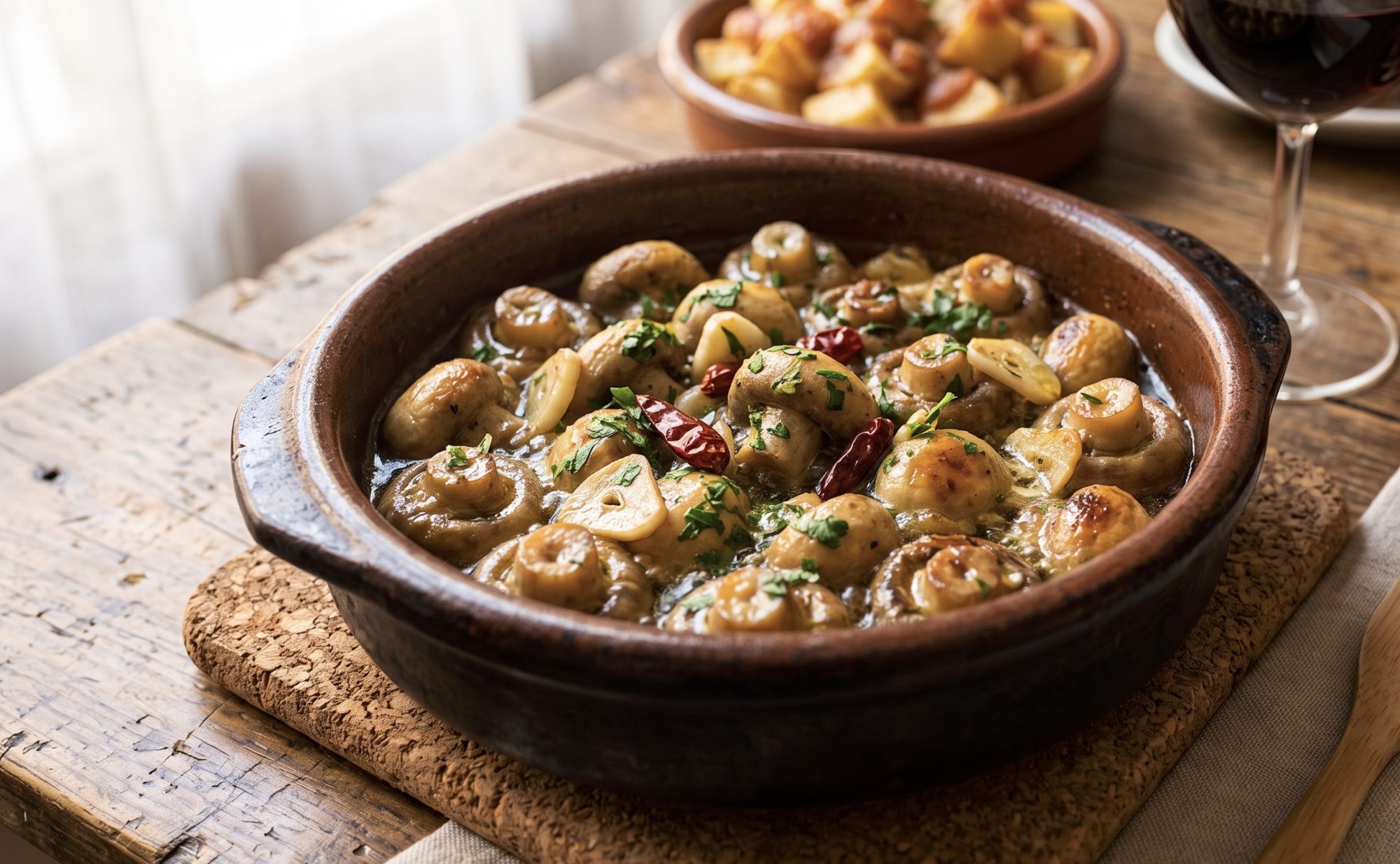 Champiñones al ajillo